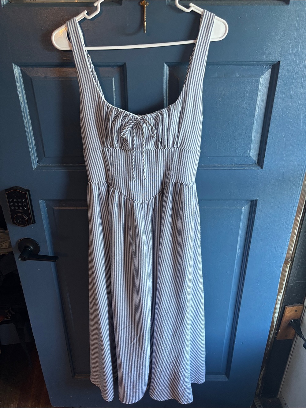 Workshop Blue and White Striped Midi Dress